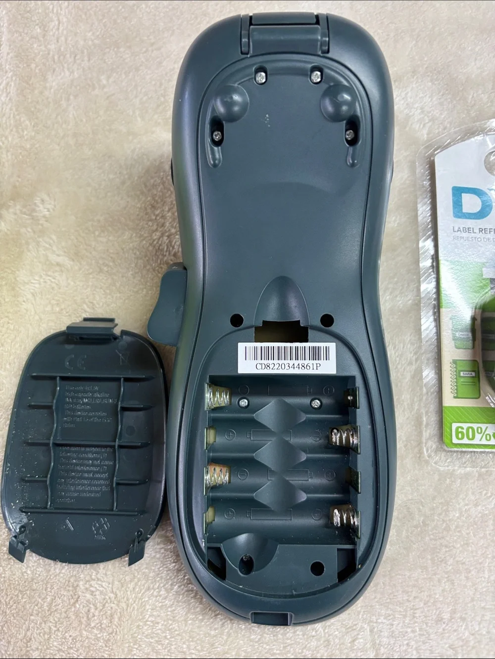 Dymo Handheld Label Maker with White Label Refill - Silver and Black